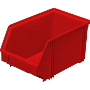 Пластиковый лоток для склада красный, сплошной (250х148х130)