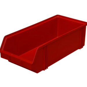 Пластиковый лоток для склада красный, сплошной (500х230х150)