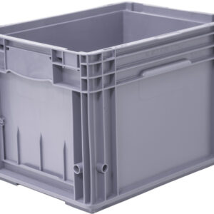Пластиковый контейнер KLT 4280 универсальный серый, стенки сплошные, дно с отверстиями, 396х297х280 мм