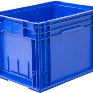 Пластиковый контейнер KLT 4280 универсальный синий, стенки сплошные, дно с отверстиями, 396х297х280 мм