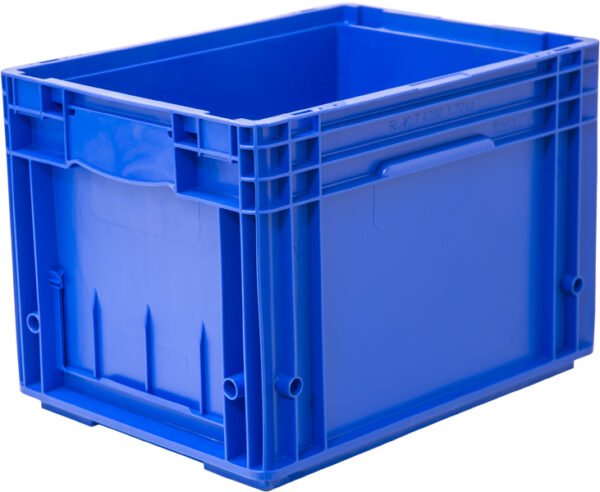 Пластиковый контейнер KLT 4280 универсальный синий, стенки сплошные, дно с отверстиями, 396х297х280 мм