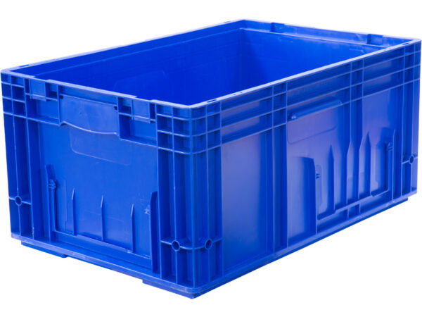 Пластиковый контейнер KLT 6280 универсальный синий, стенки сплошные, дно с отверстиями, 594х396х280 мм